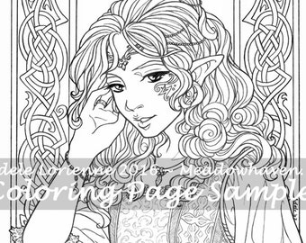 A Meadowhaven Fantasy Coloring Page Download: "Elf Princess"