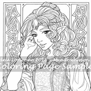 A Meadowhaven Fantasy Coloring Page Download: &quot;Elf Princess&quot;