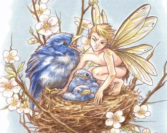 Original fantasy art fairy print "Get Your Own Chick!"