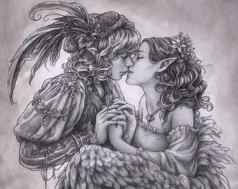 Original fantasy art print: "Love Sings"