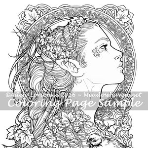 A Meadowhaven Fantasy Coloring Page Download: "Elvish"