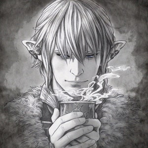 FFXIV Haurchefant Greystone grayscale art print