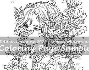 A Meadowhaven Fantasy Coloring Page Download: "Butterfly Kisses"