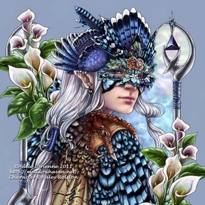 Original Fantasy Masquerade: &quot;Blue Bird&quot; Art Print