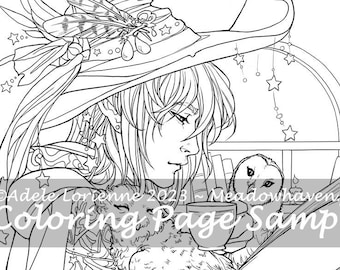 A Meadowhaven Fantasy Coloring Page Download: "Tea With Owls"