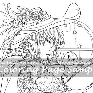 A Meadowhaven Fantasy Coloring Page Download: "Tea With Owls"