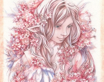 Original fantasy art print: "Sweet Blossoms"