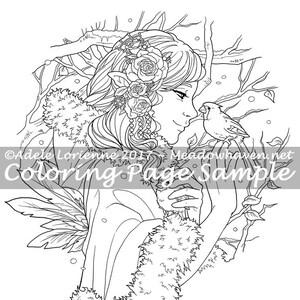 A Meadowhaven Fantasy Coloring Page Download: &quot;Winter Rose&quot;