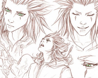 Kingdom Hearts "Wildfire" Axel Lea Bleistiftskizze Kunstdruck