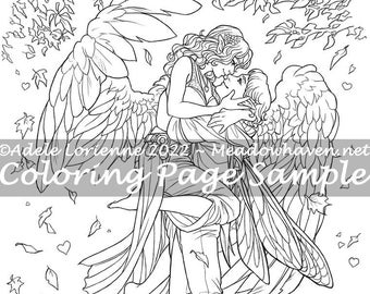 A Meadowhaven Fantasy Coloring Page Valentine Download: "In Your Arms"
