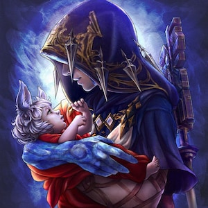 Impression d'art FFXIV « Berceuse » Lyna Shadowbringers, exarque de cristal