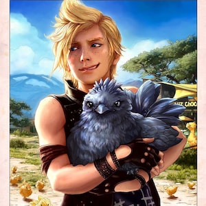 FFXV Prompto "Pickin Up Chicks" art print chocobo