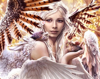 Original fantasy art print "Bird of a Feather"