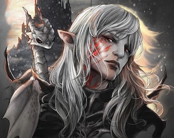 FFXIV Estinien Wyrmblood Varlineau art print Ishgard dragoon Orn Khai baby dragon
