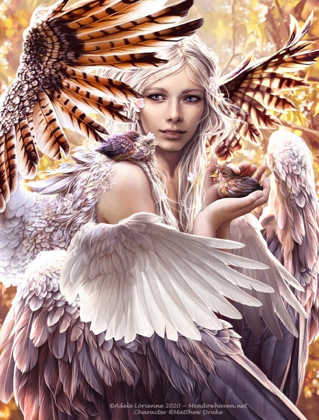 Original Fantasy Art Print bird of a Feather Etsy