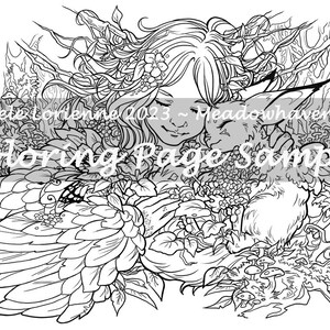 A Meadowhaven Fantasy Coloring Page Download: &quot;Lazy Day&quot;