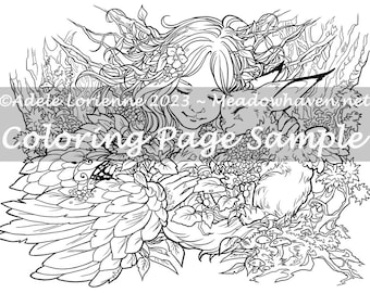 A Meadowhaven Fantasy Coloring Page Download: "Lazy Day"