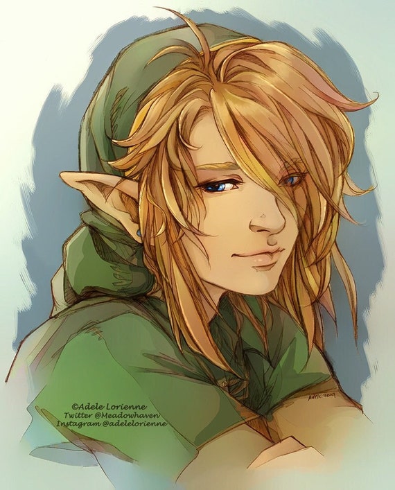 Zelda link portrait fan art - wall art handmade oil painting on canvas