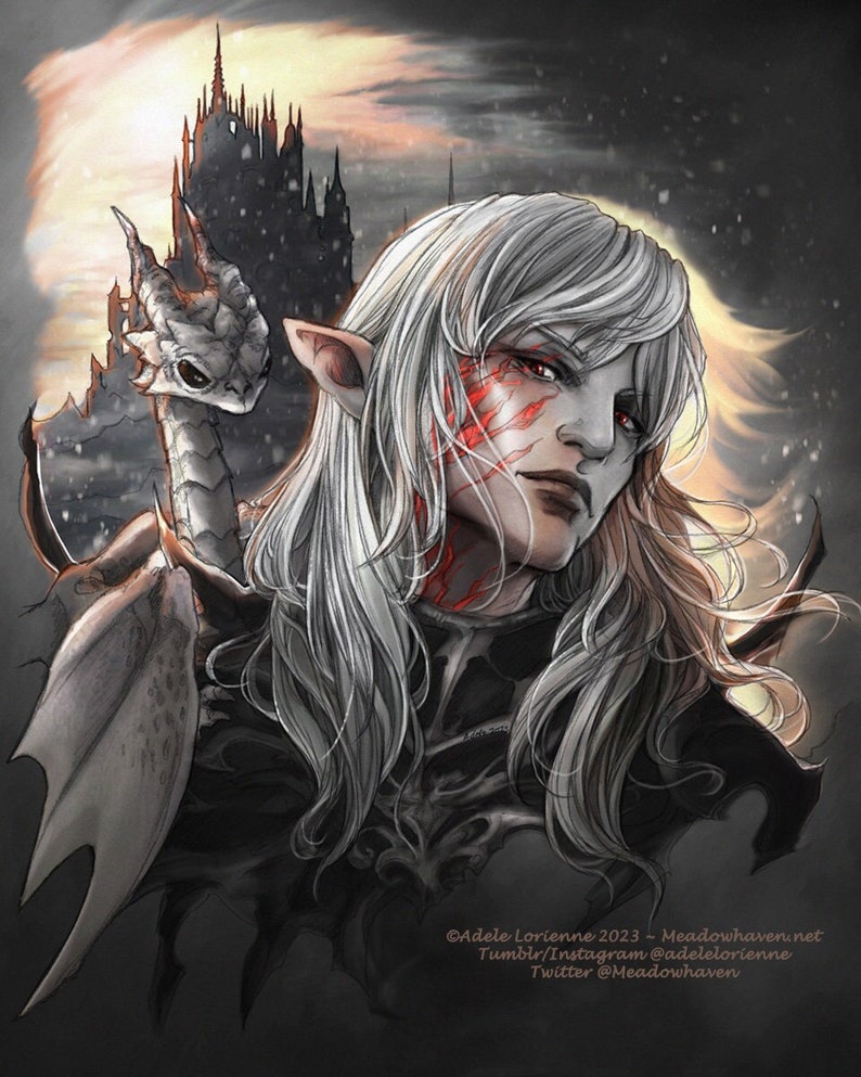 FFXIV Estinien Wyrmblood Varlineau art print Ishgard dragoon Orn Khai baby dragon image 1