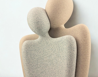 Love Couple Statue with Structure, Romantic Abstract Sculpture for Home Decor or Gift, Marble Effect, Love Couple Statue