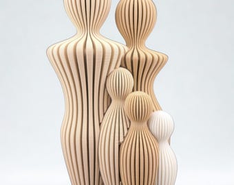 Statuette familiale personnalisée avec enfants (1 à 5) - Décoration Japandi | Figurine familiale minimaliste, symbole d'unité – Cadeau pour la fête des mères