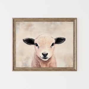 Baby Lamb Rustic Farmhouse Wall Art Printable - Vintage Spring Animal Painting, Cottagecore Nursery Decor, Country Baby Sheep Print 15