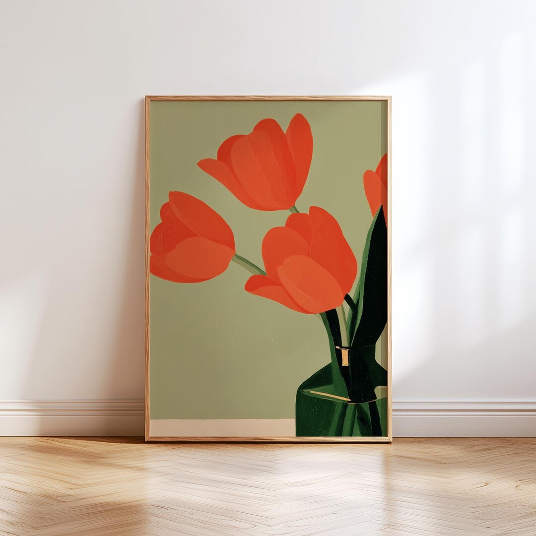 Tulip Wall Art Print, Modern Floral Poster, Printable Floral Wall Art ...