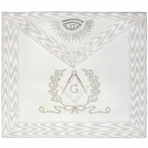 Hand Embroidered Masonic Regalia Master Mason Apron White