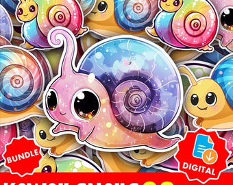Kawaii Snail Sticker Pack: Pastel Animal Art (PNG Digital Download)