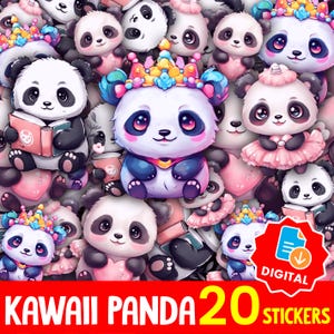 Kawaii Panda Clipart & Sticker Pack: Chibi Bear PNG Graphics (Commercial Use, Instant Download
