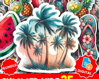 Kawaii Fruit Sticker Bundle: Summer Planner Clipart (PNG Digital Download)