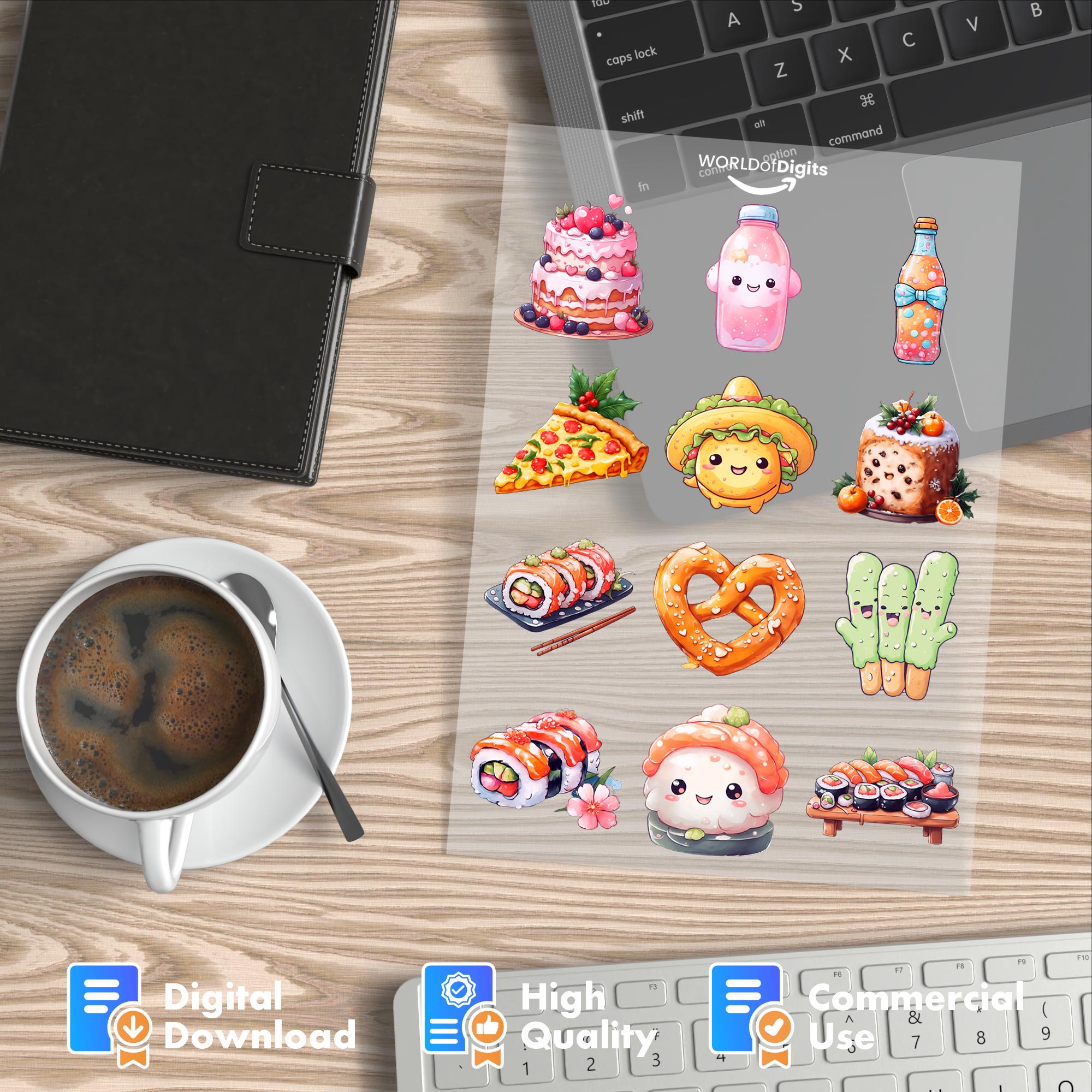 Kawaii Anime Food Clipart PNG Bundle: Chibi Dessert & Snack ...