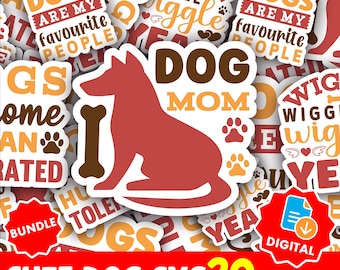Pacote de Adesivos SVG de Cachorro Kawaii | Pacote de Cliparts de Filhotes Fofos | Conjunto de Adesivos de Cachorro Adoráveis para Agendas, Scrapbooks e Artesanato Digital