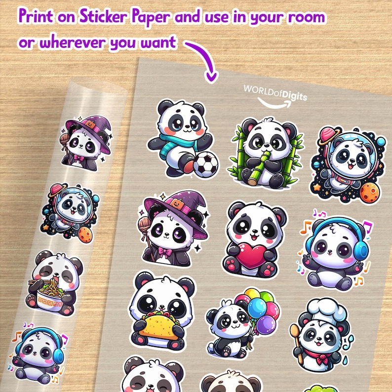 Cute Kawaii Panda Sticker Pack PNG | Adorable Animal Clipart for ...
