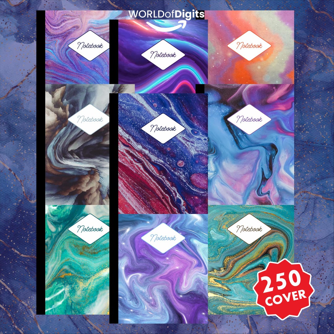 Marble Notebook Covers: 250 KDP Templates, 8.5x11 College Ruled (PDF ...