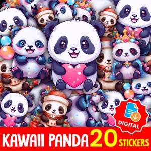 Kawaii Panda Clipart & Sticker Pack: Chibi Bear PNG Graphics (Commercial Use, Instant Download
