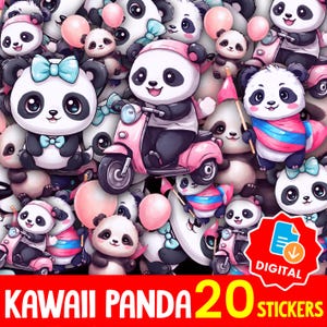 Kawaii Panda Clipart & Sticker Pack: Chibi Bear PNG Graphics (Commercial Use, Instant Download