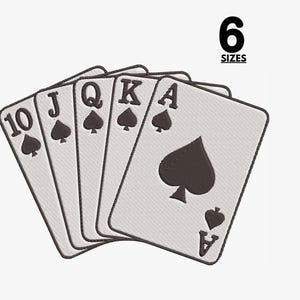 Desenho de bordado nivelado, arquivo de bordado de cartas de jogo, bordado de ases, bordado de cartas de pôquer de espadas, bordado de cartas, bordado de jogo de azar