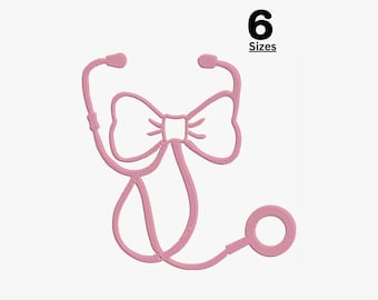 Coquette Stethoscope Machine Embroidery Design | Bow Stethoscope File (6 Sizes)