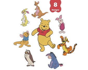Winnie the Pooh Embroidery Designs: 8 Classic Character Bundle (6 Sizes) (Digital Download)