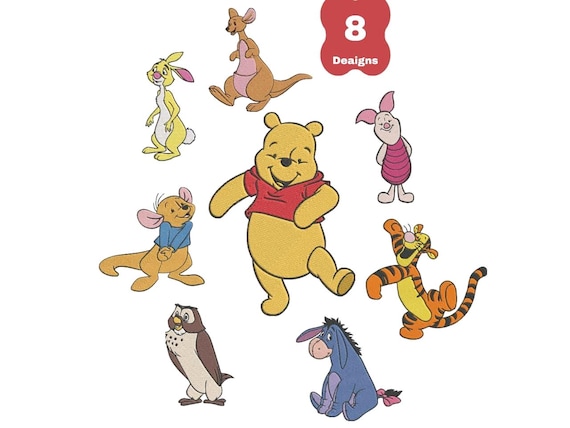 Winnie the Pooh Embroidery Designs: 8 Classic Character Bundle (6 Sizes) (Digital Download)
