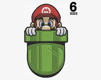 Diseño de bordado de Mario: Patrón de Super Mario, 6 tamaños (Descarga digital)