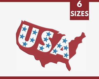 Stickdatei USA, Stickdatei Amerikanische Flagge in 6 Größen, Instant Download