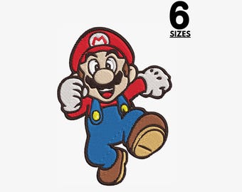 Diseño de bordado de Mario, diseño de bordado a máquina de Super Mario, patrón de bordado de Mario, bordado a máquina, 6 tamaños, descarga instantánea