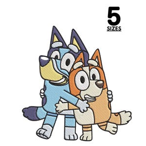 Bluey e Bingo Bordado Design, Bluey bordado e bingo bordado arquivo, 5 tamanhos, Download instantâneo