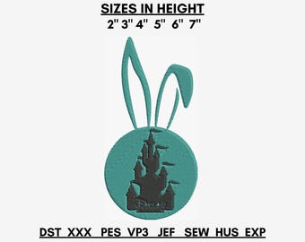 Easter Bunny Castle Embroidery Design: 6 Sizes (Instant Download)