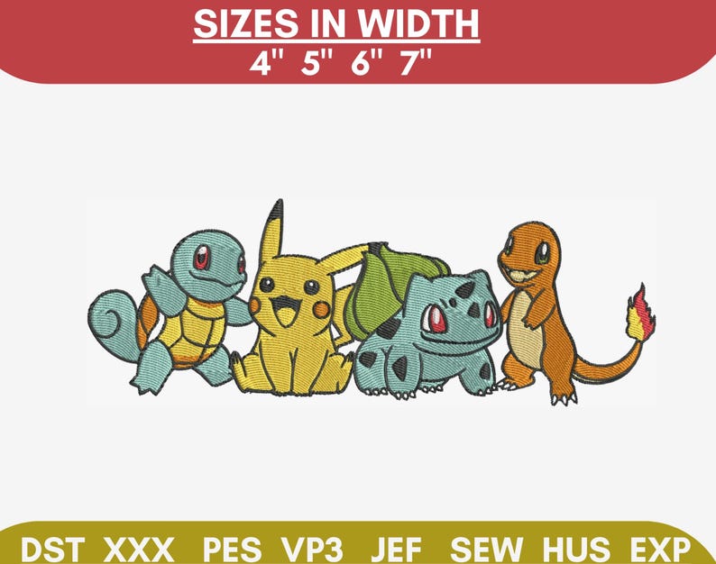 Pokemon embroidery design