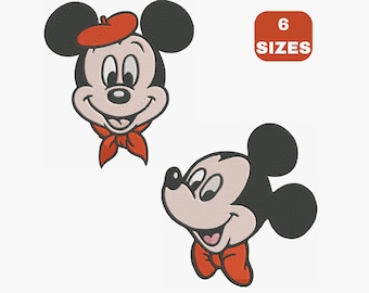 Mickey Mouse Embroidery Design: 2 Styles, 6 Sizes (Instant Download)