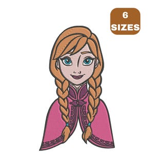 Princess Anna Embroidery Design: Frozen Inspired (6 Sizes) (Instant Download)