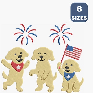 American flag embroidery 4 July embroidery design, 4th July machine embroidery, 6 Sizes, Instant download